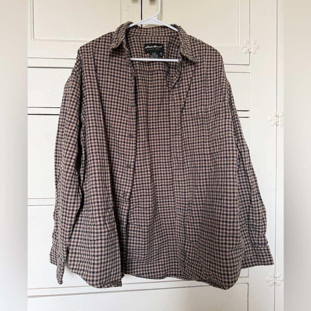 Eddie Bauer Brown and Black Checkered Shirt